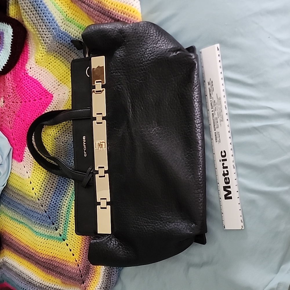 Cromia Genuine Leather Large Black Tote